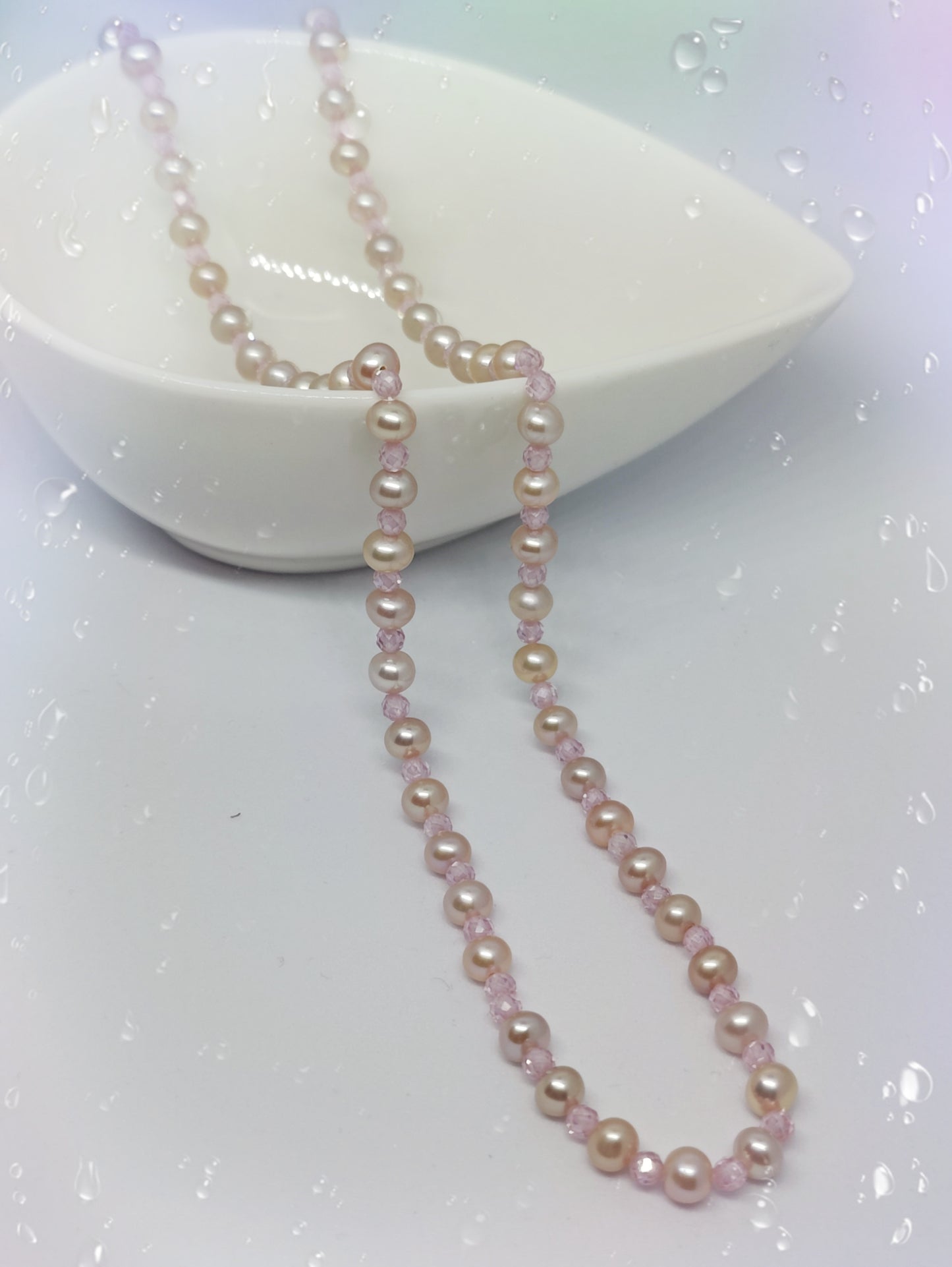 Pink Freshwater Pearl Necklace with Magnetic Clasp (45cm)