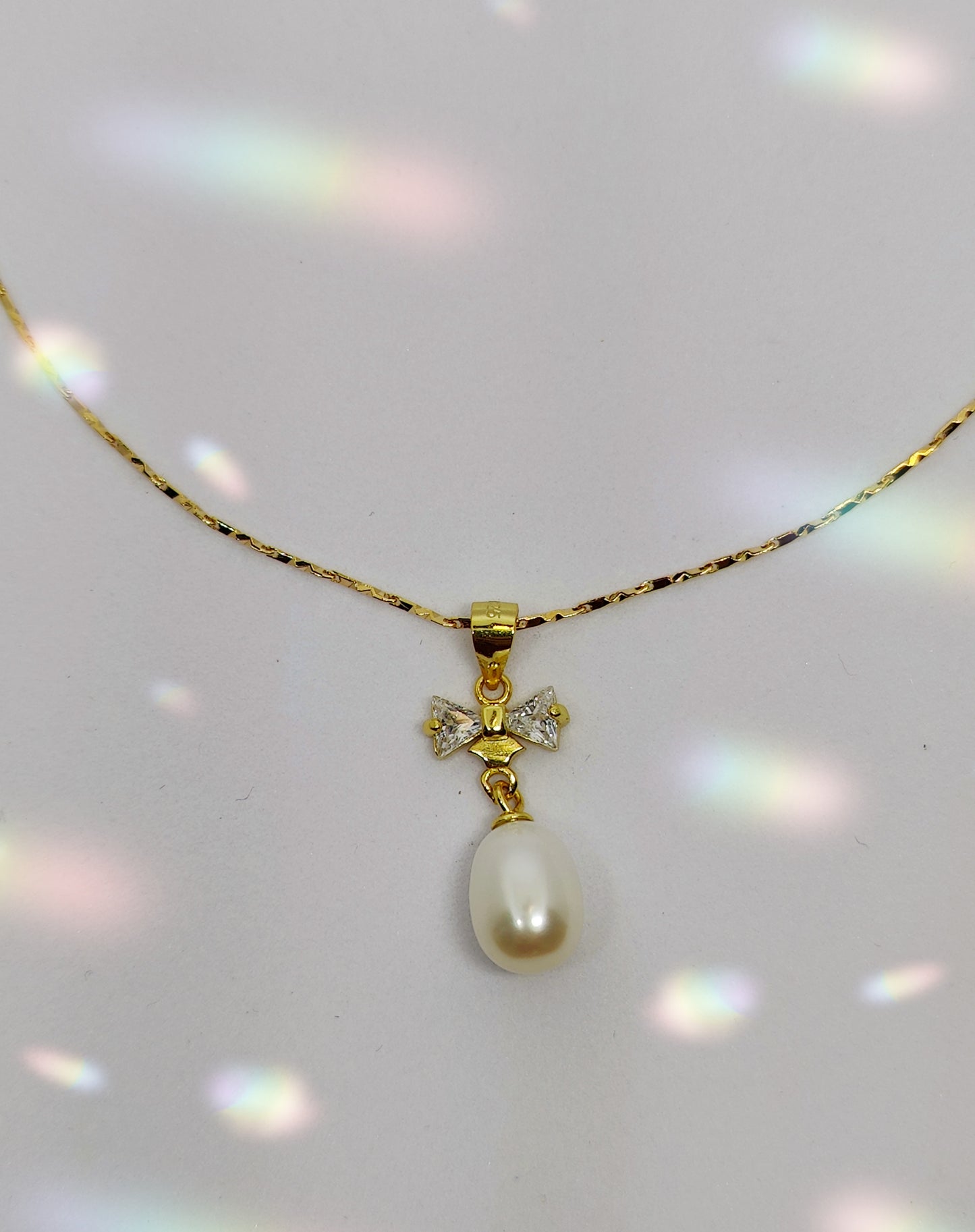 Gold-Plated Silver Necklace with Freshwater Pearl on Butterfly Base(45cm)