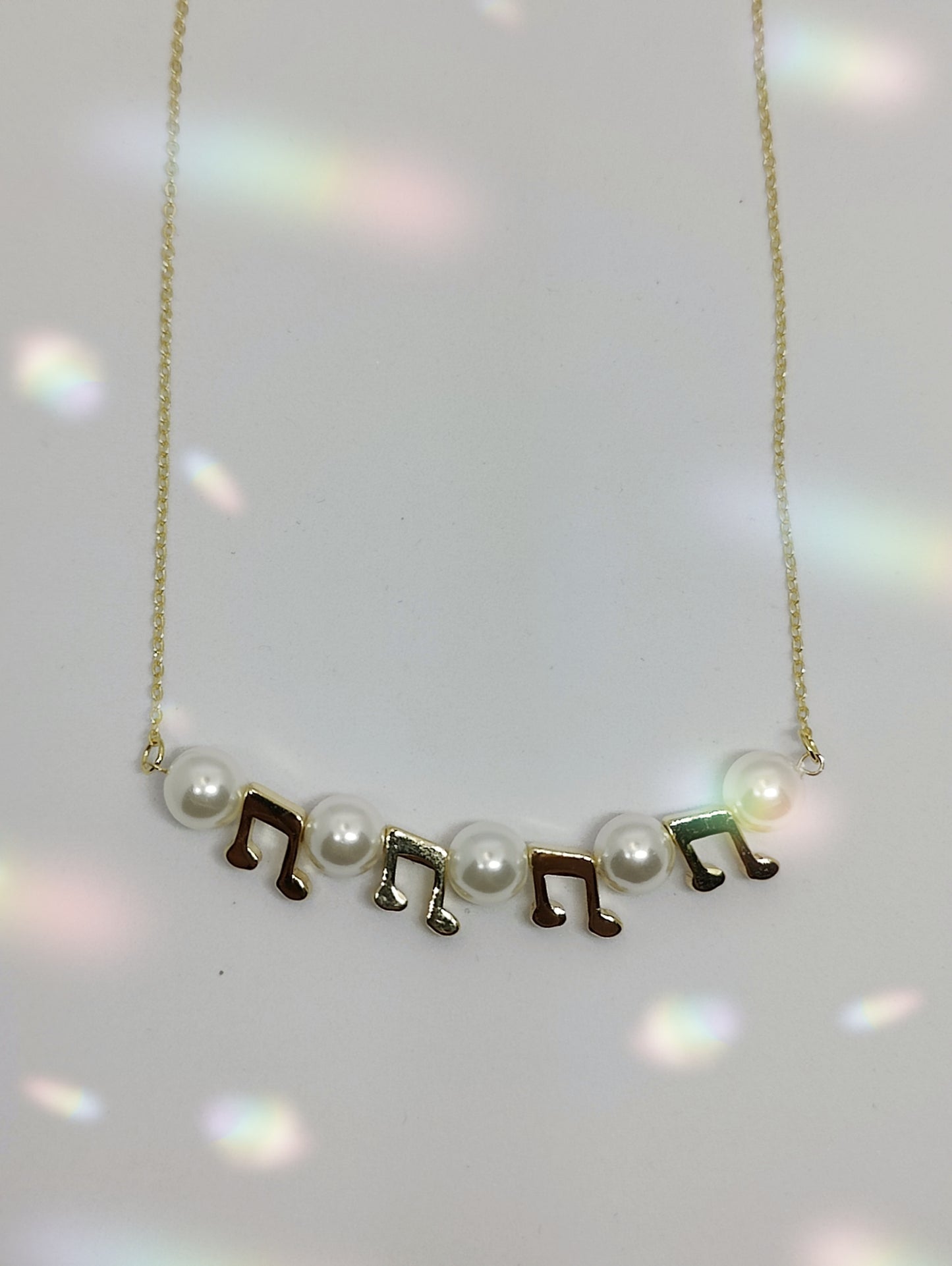 Music Note Bead and Shell-Pearl Necklace (44-48cm)